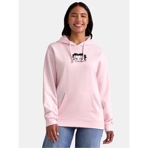 Betty Boop Women’s Graphic Hoodie Sweatshirt, Midweight, Size Small (4-6), Pink